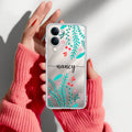 Blue Floral Customize Transparent Silicon Case For Vivo T4 Lite 5G