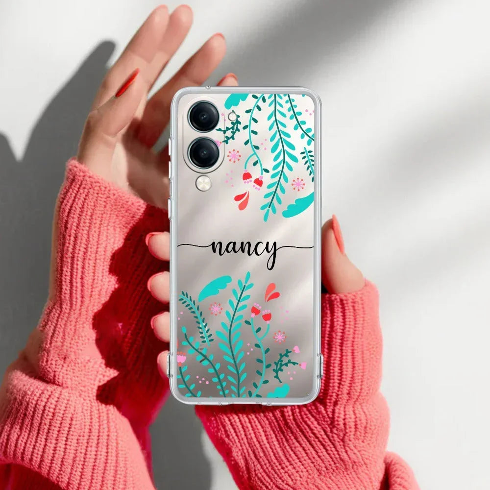 Blue Floral Customize Transparent Silicon Case For Vivo Y27 4G