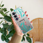 Blue Floral Customize Transparent Silicon Case For Vivo V40e 5G