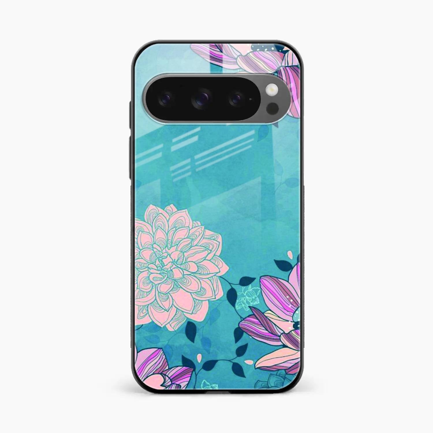 Blue Flower Glass Phone Cover for Google Pixel 10 Pro XL