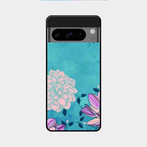 Blue Flower Glass Phone Cover for Google Pixel 8 Pro 5G
