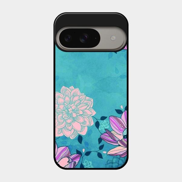 Blue Flower Glass Phone Cover for Google Pixel 9 5G