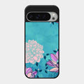 Blue Flower Glass Phone Cover for Google Pixel 9 Pro Xl