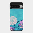 Blue Flower Glass Phone Cover for Google Pixel 9 Pro Xl