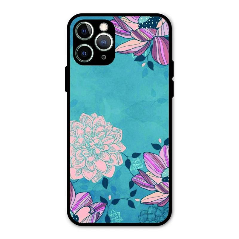 Blue Flower Glass Phone Cover for iPhone 11 Pro Max