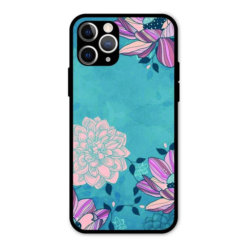 Blue Flower Glass Phone Cover for iPhone 11 Pro