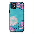 Blue Flower Glass Phone Cover for iPhone 12
