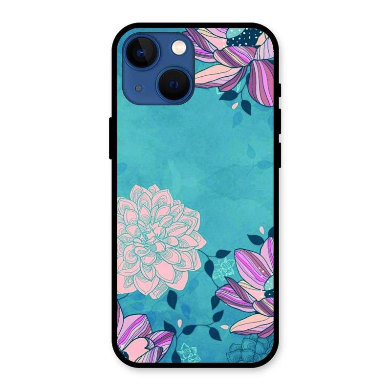 Blue Flower Glass Phone Cover for iPhone 13 mini
