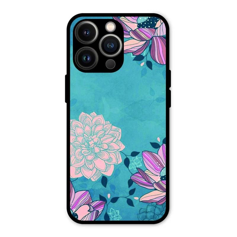 Blue Flower Glass Phone Cover for iPhone 13 Pro