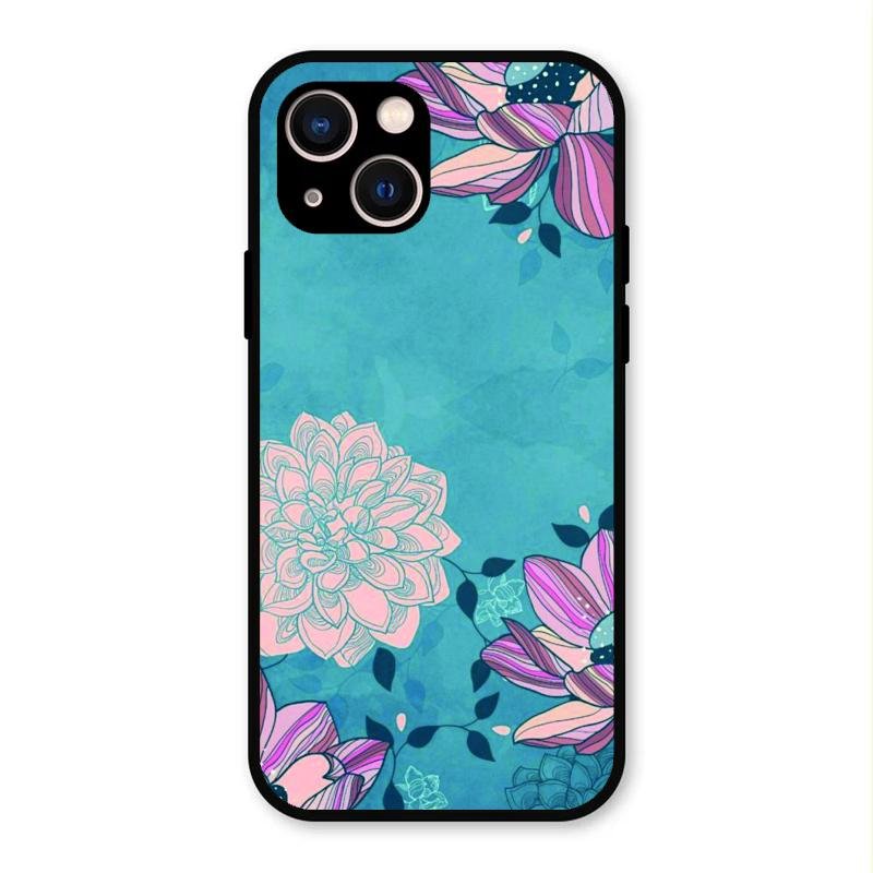 Blue Flower Glass Phone Cover for iPhone 13