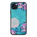 Blue Flower Glass Phone Cover for iPhone 14 Plus