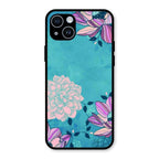 Blue Flower Glass Phone Cover for iPhone 14 Plus