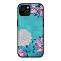 Blue Flower Glass Phone Cover for iPhone 15 Plus