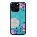Blue Flower Glass Phone Cover for iPhone 15 Pro