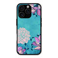 Blue Flower Glass Phone Cover for iPhone 16 Pro Max