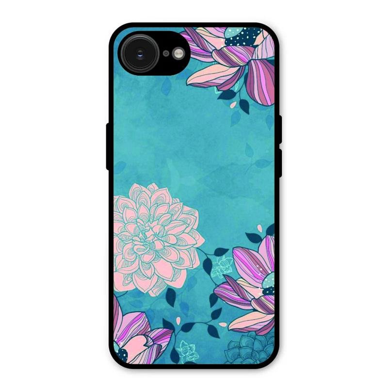 Blue Flower Glass Phone Cover for iPhone 16e