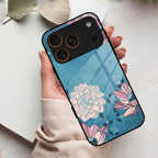 Blue Flower Glass Phone Cover for iPhone 17 Pro