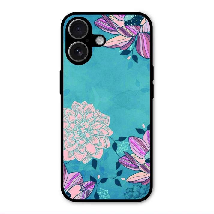 Blue Flower Glass Phone Cover for iPhone 17