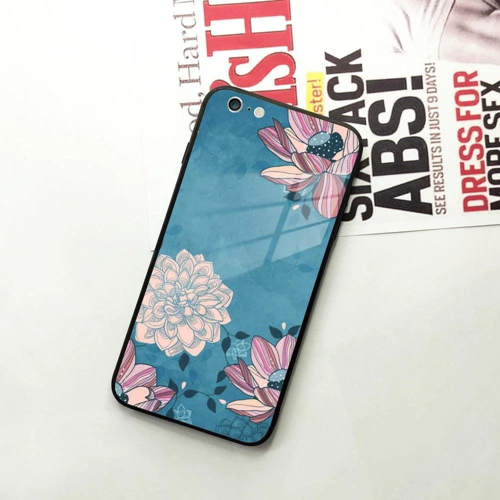 Blue Flower Glass Case Cover For iPhone - ShopOnCliQ