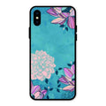 Blue Flower Glass Phone Cover for iPhone XS