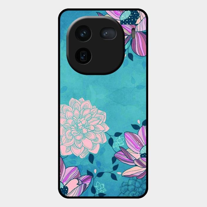 Blue Flower Glass Phone Cover for Iqoo 12 5G