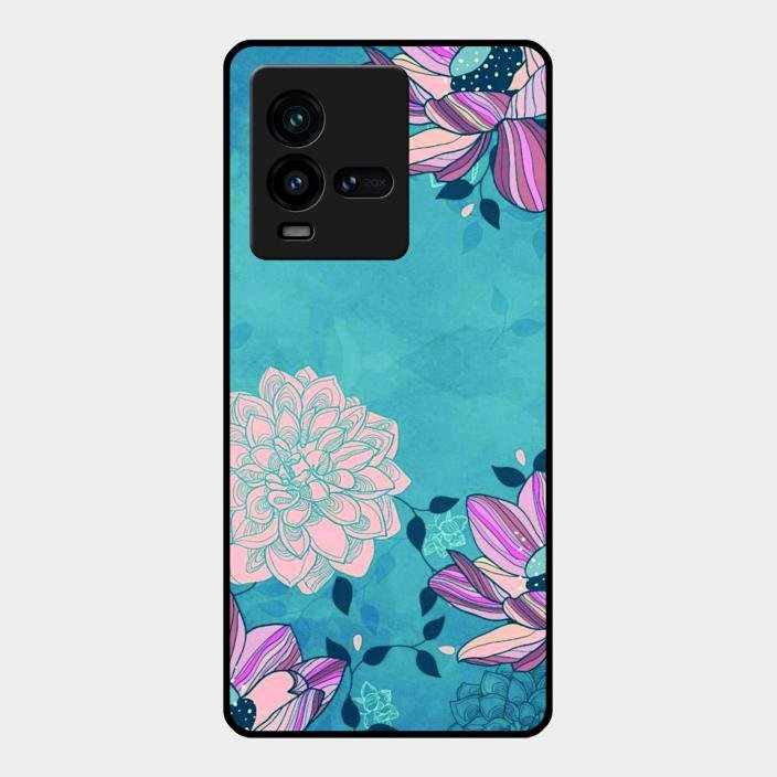 Blue Flower Glass Phone Cover for Iqoo 9T 5G