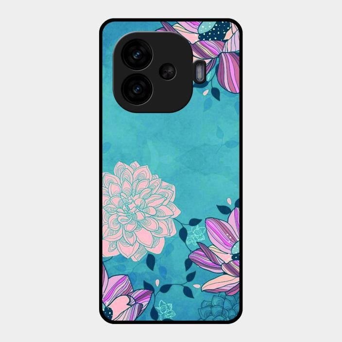 Blue Flower Glass Phone Cover for Iqoo Neo 10R 5G
