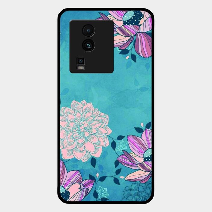 Blue Flower Glass Phone Cover for Iqoo Neo 7 5G