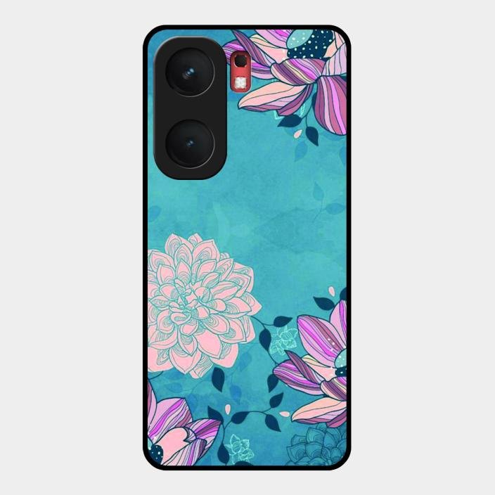 Blue Flower Glass Phone Cover for Iqoo Neo 9 Pro 5G