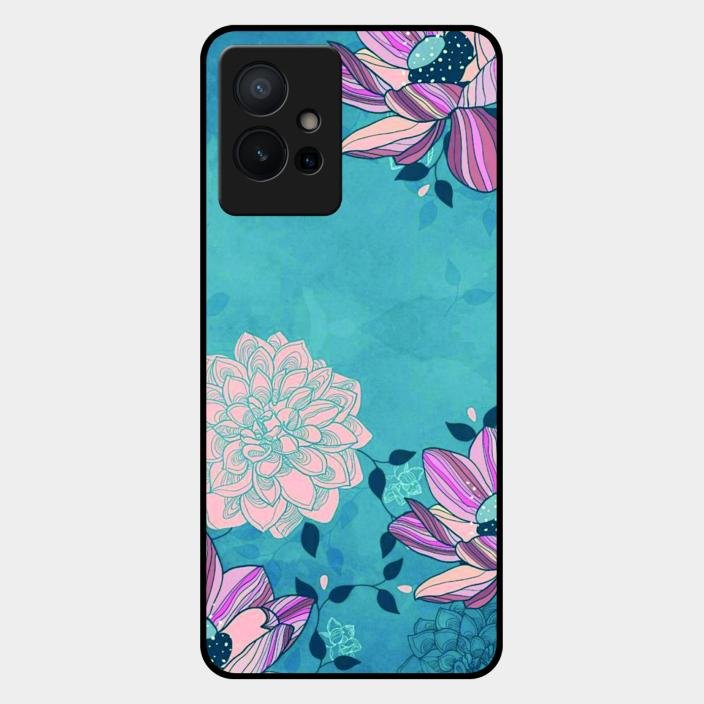 Blue Flower Glass Phone Cover for Iqoo Z6 5G