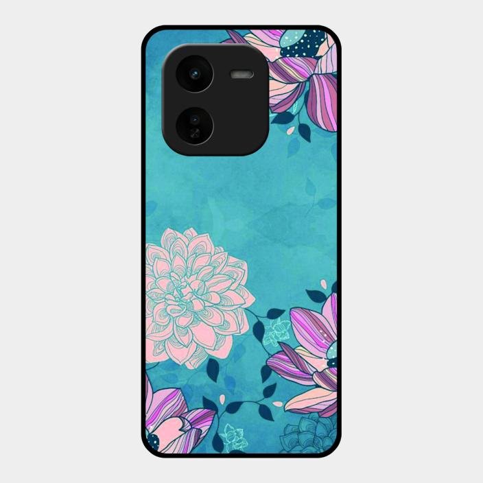Blue Flower Glass Phone Cover for Iqoo Z9X 5G