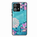 Blue Flower Glass Phone Cover for Motorola Edge 40 5G