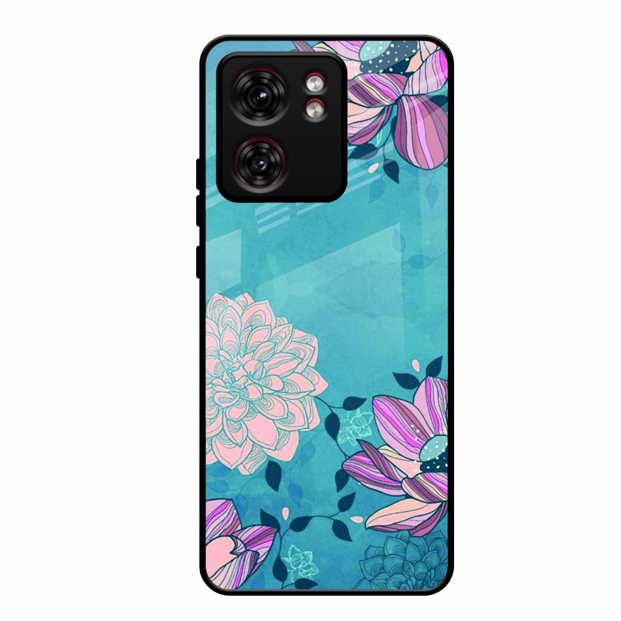 Blue Flower Glass Phone Cover for Motorola Edge 40