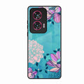 Blue Flower Glass Phone Cover for Motorola Edge 50 Fusion 5G