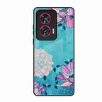 Blue Flower Glass Phone Cover for Motorola Edge 50 Fusion 5G