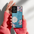 Blue Flower Glass Case Cover For Motorola - ShopOnCliQ