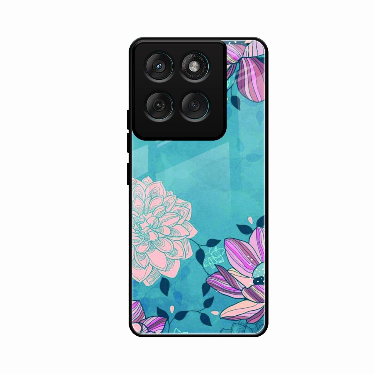 Blue Flower Glass Phone Cover for Motorola Edge 60 5G