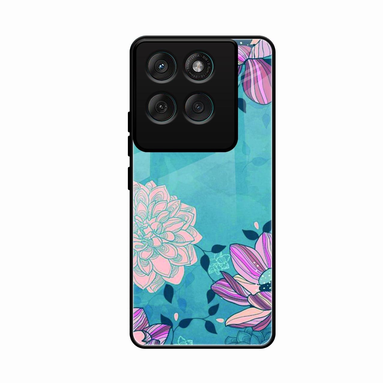 Blue Flower Glass Phone Cover for Motorola Edge 60 Pro 5G
