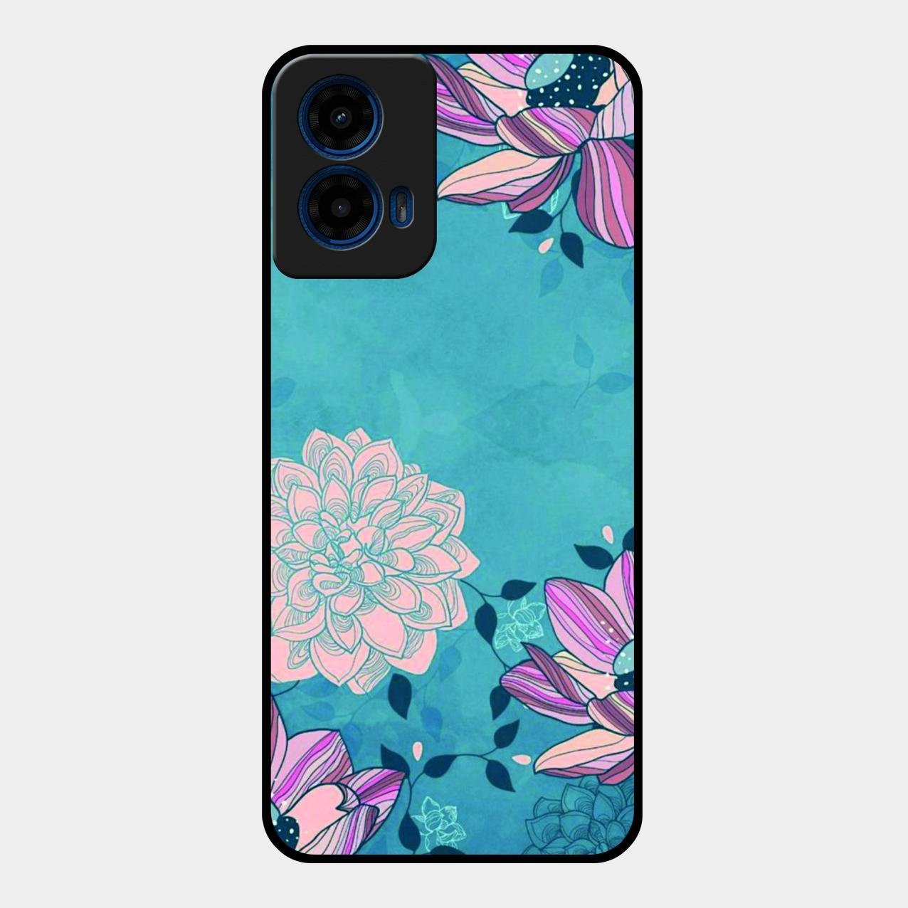 Blue Flower Glass Phone Cover for Motorola G45 5G