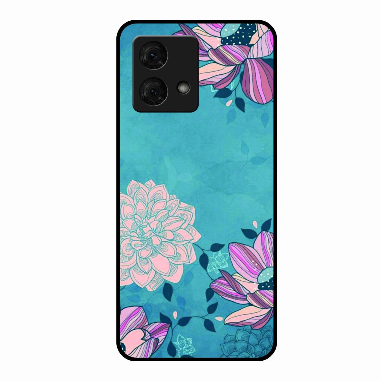 Blue Flower Glass Phone Cover for Motorola g84 5G