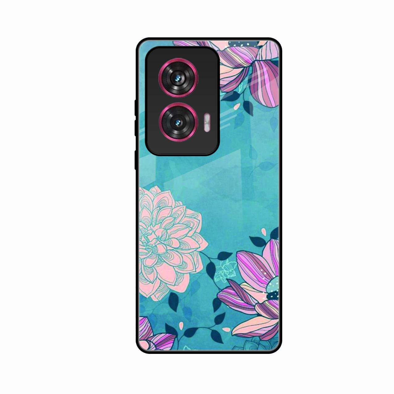 Blue Flower Glass Phone Cover for Motorola G96 5G