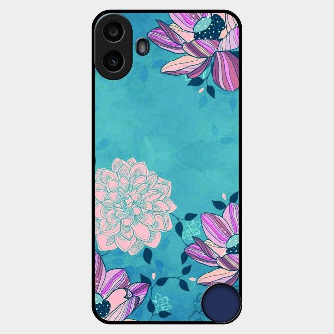 Blue Flower Glass Phone Cover for Nothing Cmf Phone 1