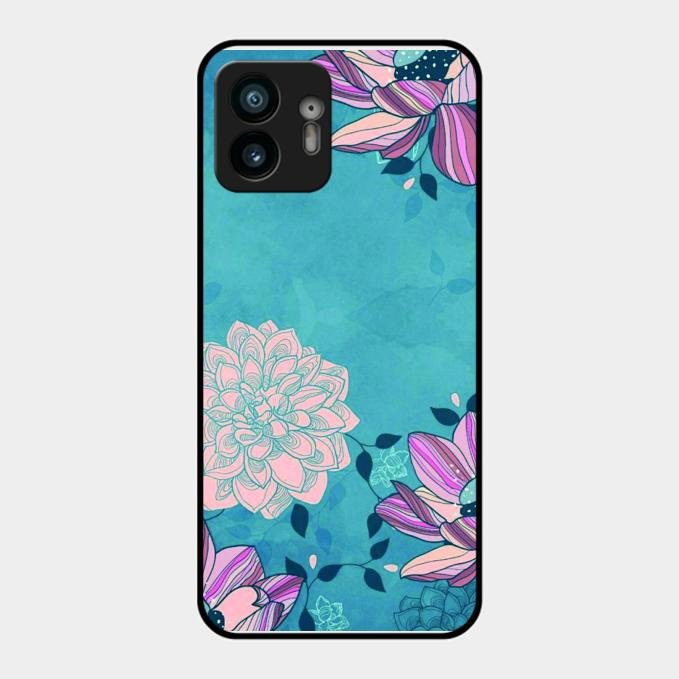 Blue Flower Glass Phone Cover for Nothing Phone 2