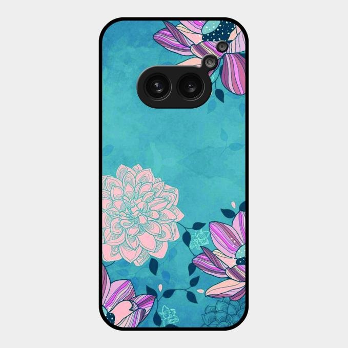 Blue Flower Glass Phone Cover for Nothing Phone 2A 5G