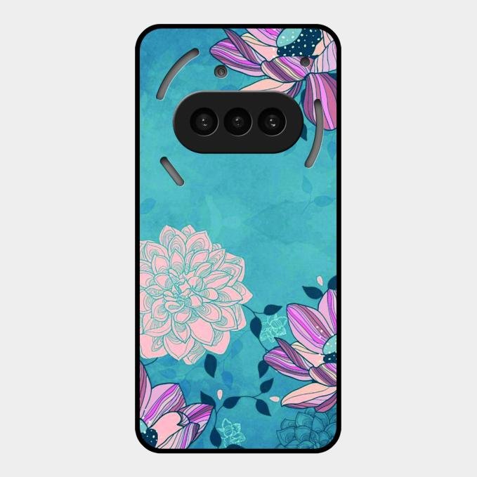 Blue Flower Glass Phone Cover for Nothing Phone 3A 5G