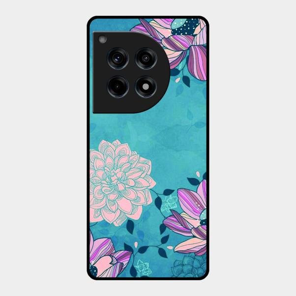 Blue Flower Glass Phone Cover for Oneplus 12R 5G