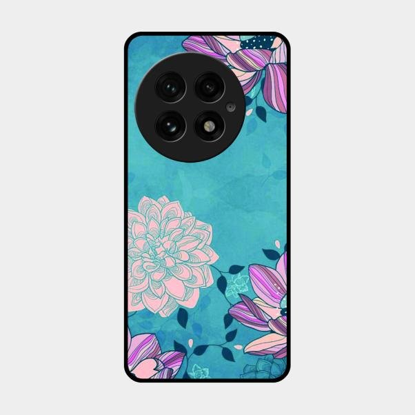 Blue Flower Glass Phone Cover for Oneplus 13 5G
