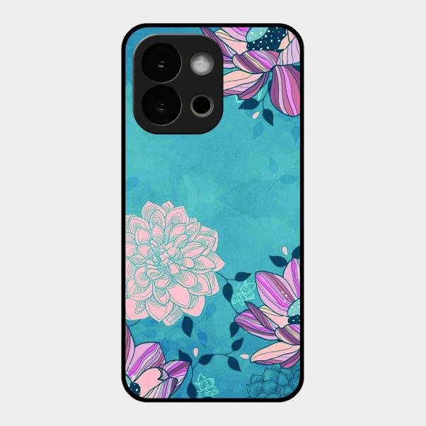 Blue Flower Glass Phone Cover for Oneplus 13S 5G