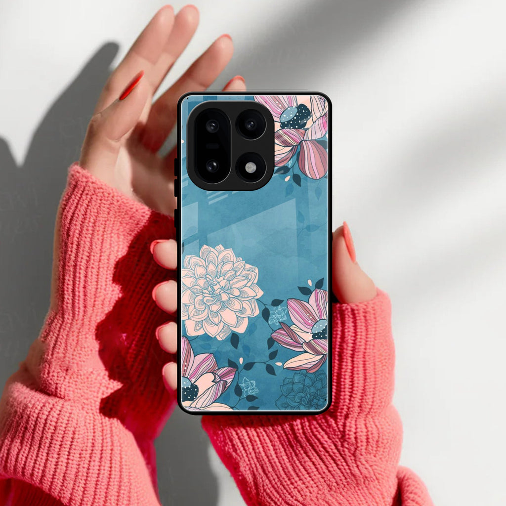 Blue Flower Glass Phone Cover for OnePlus 15 5G