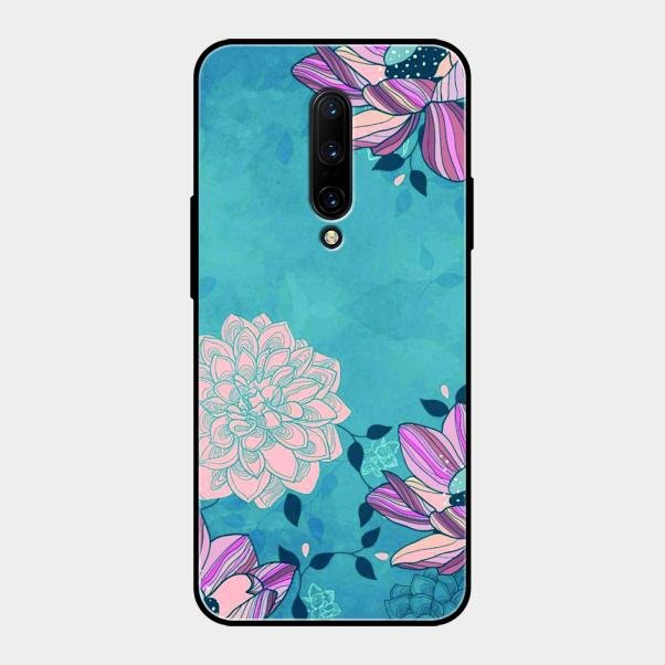 Blue Flower Glass Phone Cover for Oneplus 7 Pro